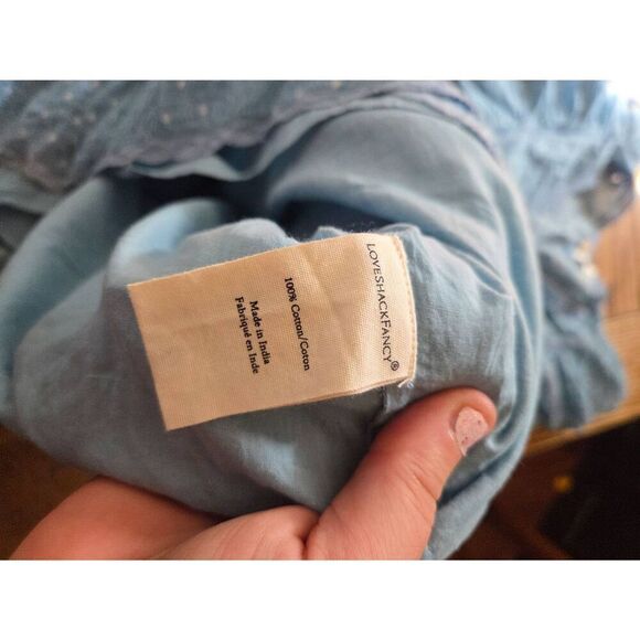 LoveShackFancy Corelli Dress Blue Bonnet Mini Ruffle Sundress Sz Large - Picture 4 of 5